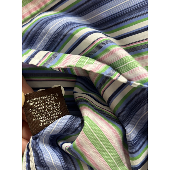 Tailorbyrd Button Up Shirt Mens Large Golf Chunky Stripe Colorful Spring Preppy - Picture 6 of 13